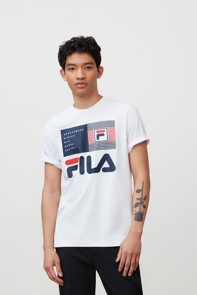 Fila Celso Graphic T-Shirt White - Mens - 81540CSWD